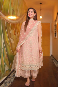 FAIZA SAQLAIN Lawn 3PC Embroidered With Organza Embroidered Dupatta-1049