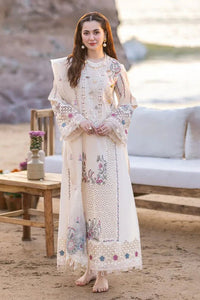 QALAMKAR 3PC Lawn Embroidered Shirt With Organza Embroidered Dupatta- 1050