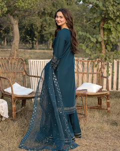 3-PC SEQUENCE EMBROIDED LAWN SUIT SR - 495