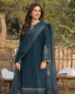 3-PC SEQUENCE EMBROIDED LAWN SUIT SR - 495