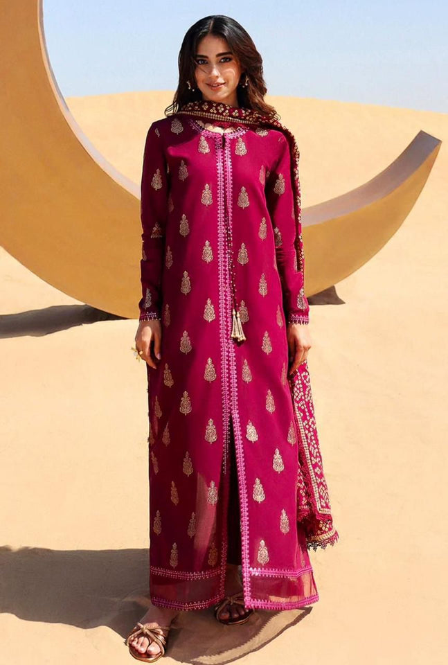 Fully Embroidered LINEN 3Pc With Printed Chiffon Duppata Winter Collection