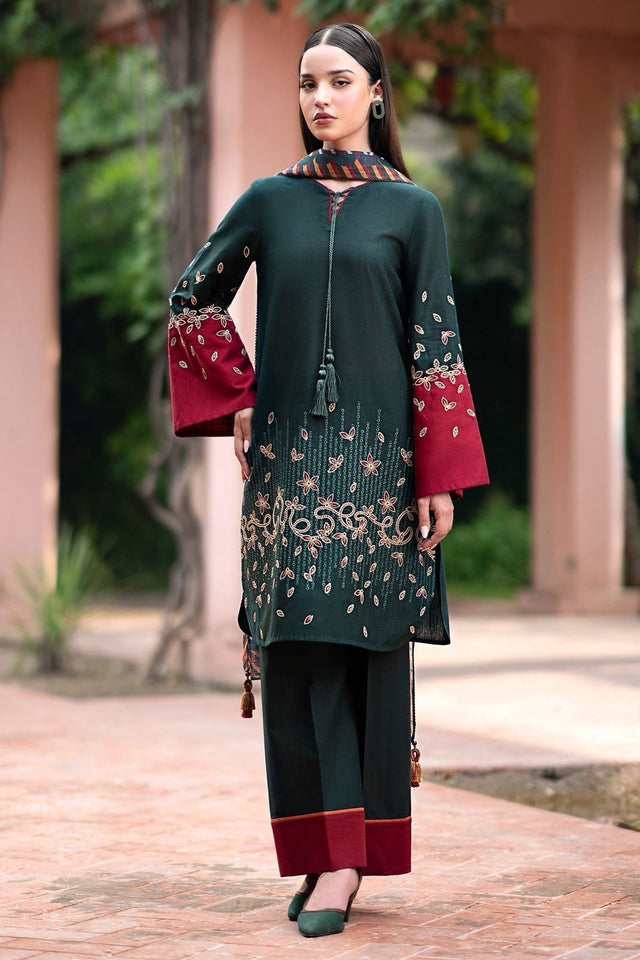Fully Embroidered LINEN 3Pc With Printed Chiffon Duppata Winter Collection